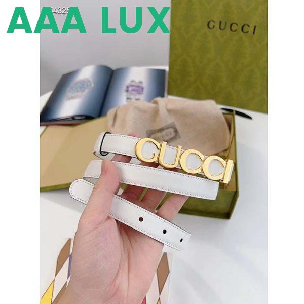 Replica Gucci Unisex Buckle Thin Belt White Leather Gold-Toned Hardware 2 CM Width 9