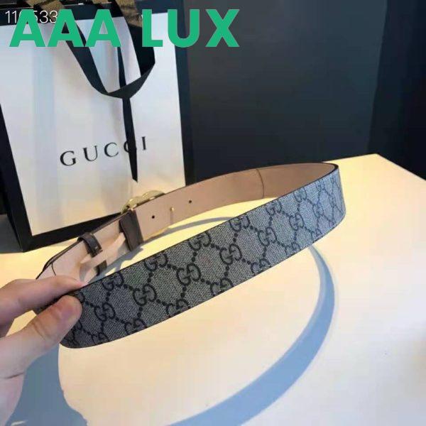 Replica Gucci Unisex GG Belt with Double G Buckle Beige/Ebony GG Supreme Black Leather 9