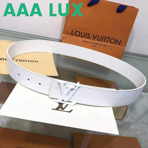 Replica Louis Vuitton LV Unisex LV Shape 40mm Belt in Embossed White Taurillon Leather 3