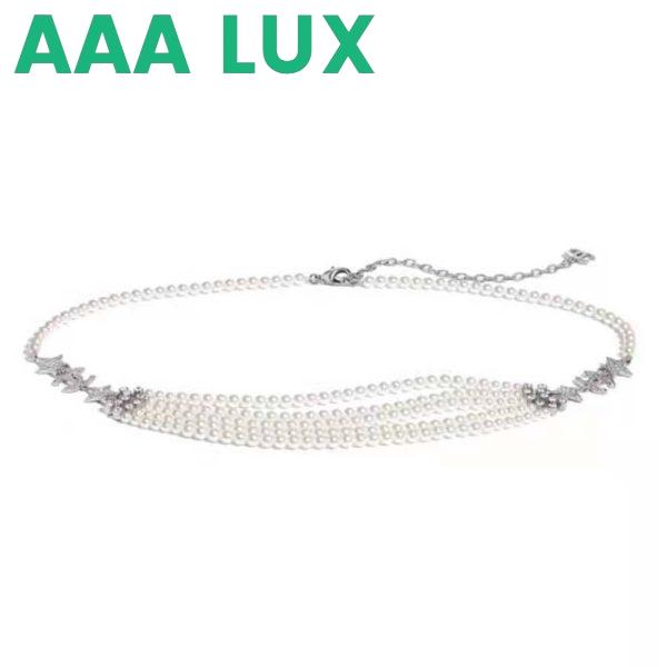 Replica Chanel Women Gold-Tone Metal Pearls & Strass Silver & Crystal Belt 2