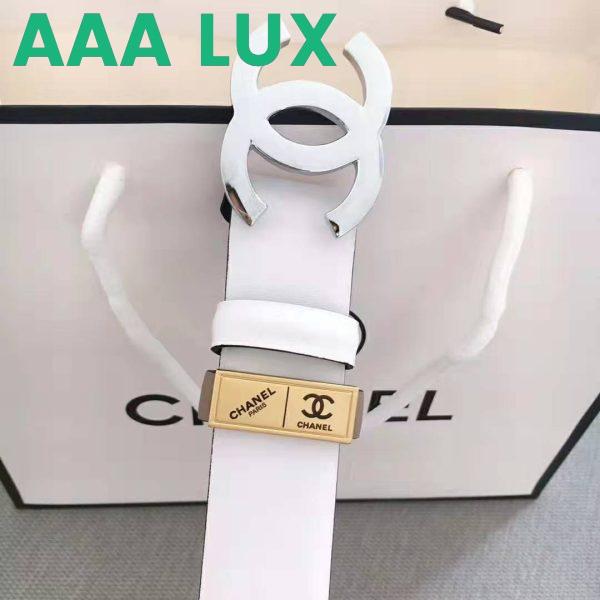 Replica Chanel Women Lambskin & White-Tone Metal Belt-White 10