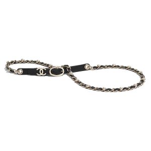 Replica Chanel Women Lambskin Gold-Tone Metal & Glass Pearls Belt-Black 2