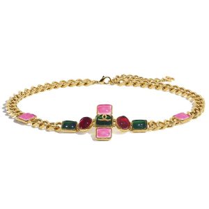 Replica Chanel Women Metal & Resin Gold Green Burgundy & Pink Belt 2