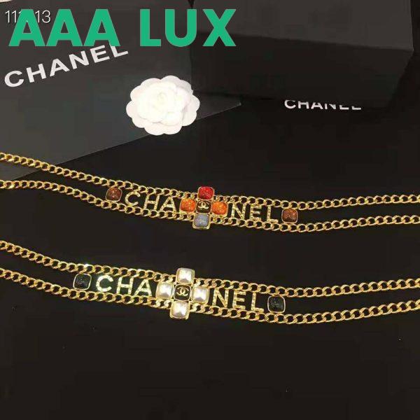Replica Chanel Women Metal & Natural Stones Gold Blue Red & Orange Belt 8