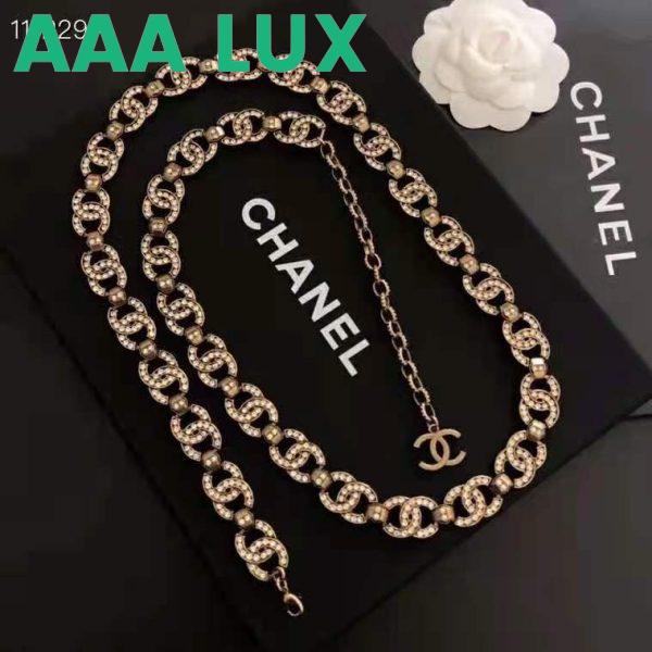 Replica Chanel Women Metal & Strass Gold & Crystal Belt 4