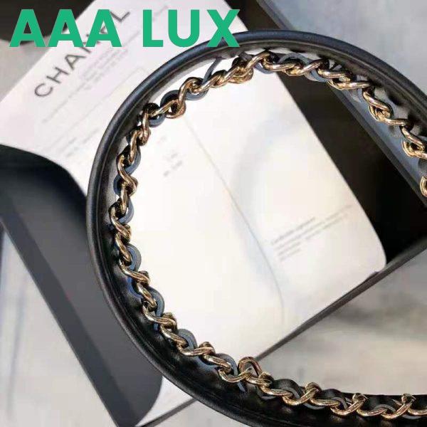 Replica Chanel Women Calfskin & Gold Metal & Belt 3 cm Width-Black 7