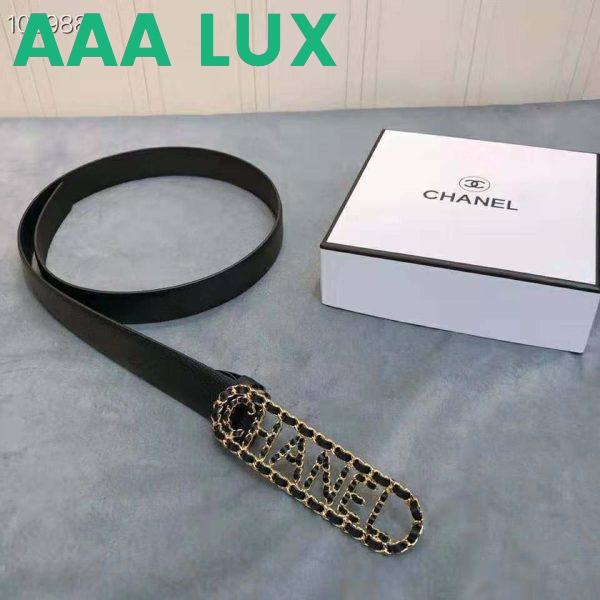 Replica Chanel Women Calfskin Gold-Tone Metal & Lambskin Belt-Black 6