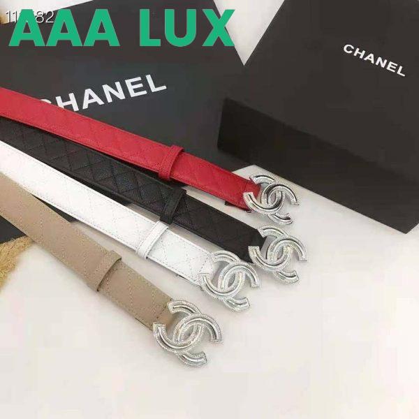 Replica Chanel Women Calfskin Gold-Tone Metal & Strass Belt-Black 9