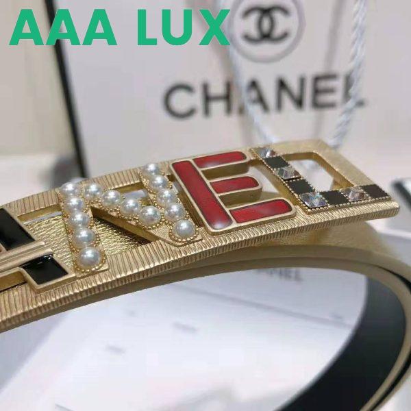 Replica Chanel Women Goatskin & Gold-Tone Metal Belt-Gold 10