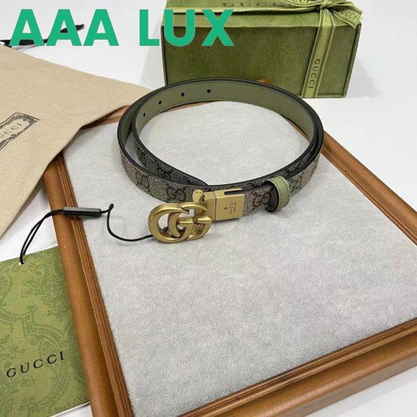 Replica Gucci GG Unisex Marmont Reversible Thin Belt Beige Ebony GG Supreme Canvas 3