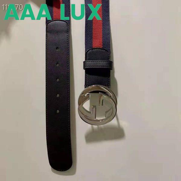 Replica Gucci GG Unisex Web Belt with G Buckle Interlocking G Blue 4 cm Width 4