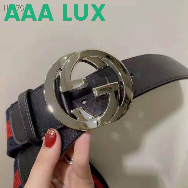 Replica Gucci GG Unisex Web Belt with G Buckle Interlocking G Blue 4 cm Width 6