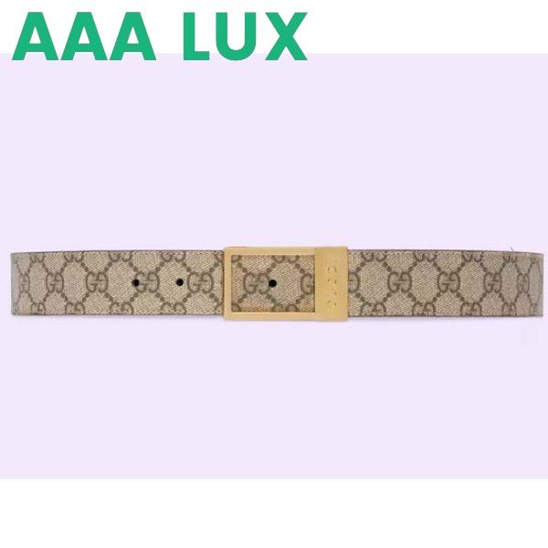 Replica Gucci Unisex Belt Rectangular Buckle Beige Ebony GG Supreme Canvas 3.6 CM Width 2
