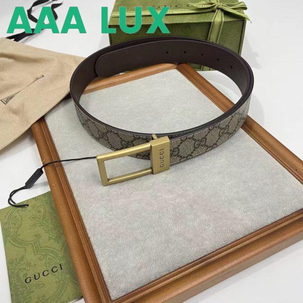 Replica Gucci Unisex Belt Rectangular Buckle Beige Ebony GG Supreme Canvas 3.6 CM Width 3