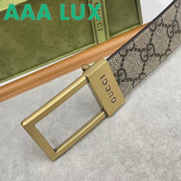 Replica Gucci Unisex Belt Rectangular Buckle Beige Ebony GG Supreme Canvas 3.6 CM Width 10