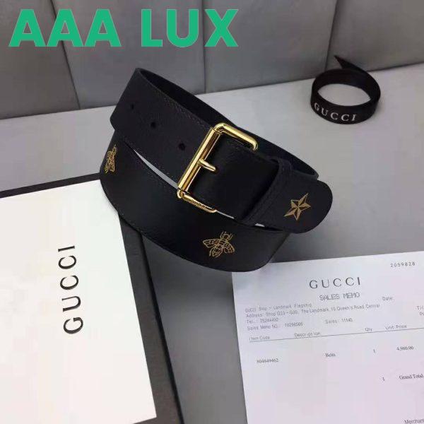 Replica Gucci Unisex Belt with Bees and Stars Bet in Black Metal-Free Tanned Leather 6