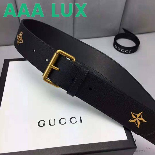 Replica Gucci Unisex Belt with Bees and Stars Bet in Black Metal-Free Tanned Leather 7