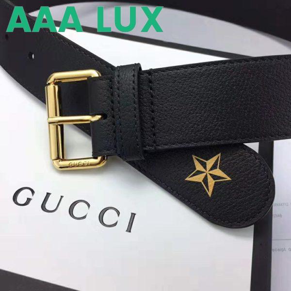 Replica Gucci Unisex Belt with Bees and Stars Bet in Black Metal-Free Tanned Leather 8