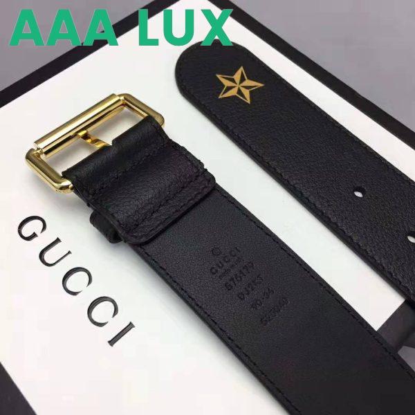 Replica Gucci Unisex Belt with Bees and Stars Bet in Black Metal-Free Tanned Leather 9