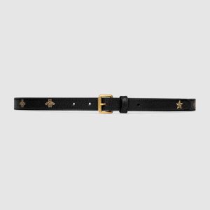 Replica Gucci Unisex Belt with Bees and Stars Print in Leather 2