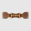 Replica Gucci Unisex Belt with Leather and Horsebit 4 cm Width Beige GG Supreme Canvas
