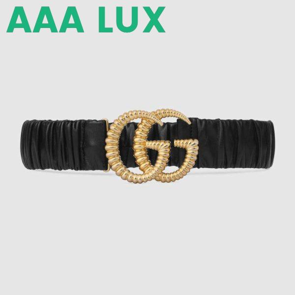 Replica Gucci Unisex Belt with Torchon Double G Buckle in Black Leather