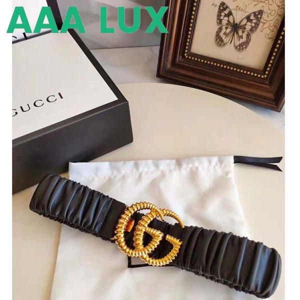 Replica Gucci Unisex Belt with Torchon Double G Buckle in Black Leather 2