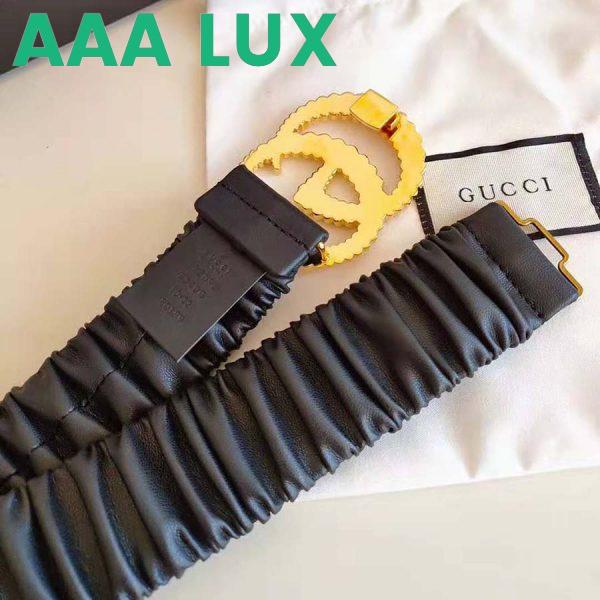 Replica Gucci Unisex Belt with Torchon Double G Buckle in Black Leather 4