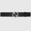 Replica Gucci Unisex Buckle Thin Belt Black Leather Gold-Toned Hardware 1.5 CM Width 12