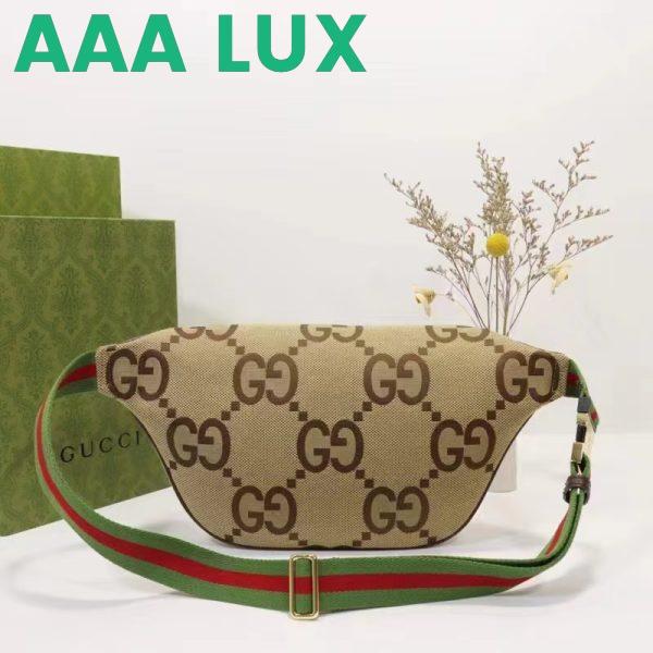 Replica Gucci Unisex Jumbo GG Belt Bag Camel Ebony Canvas Green Red Web 7