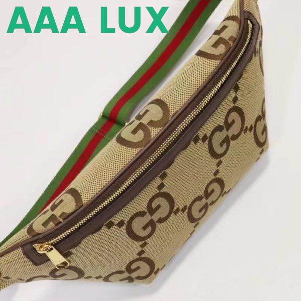 Replica Gucci Unisex Jumbo GG Belt Bag Camel Ebony Canvas Green Red Web 8