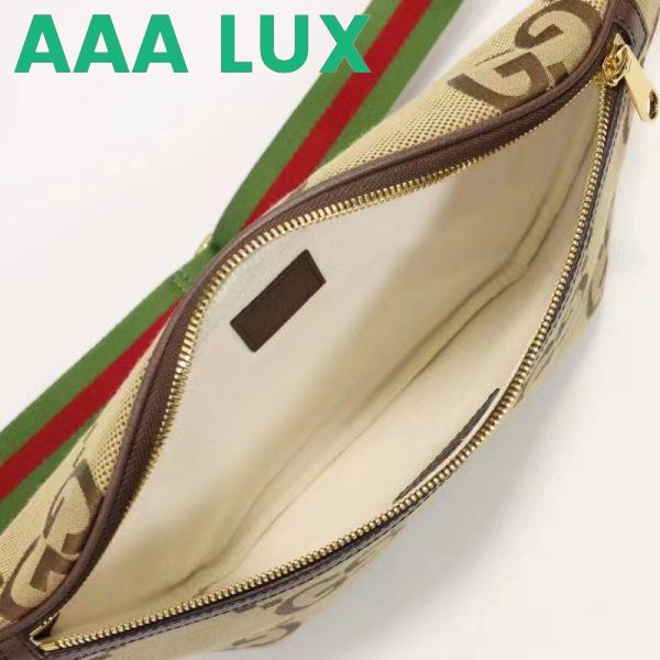 Replica Gucci Unisex Jumbo GG Belt Bag Camel Ebony Canvas Green Red Web 9