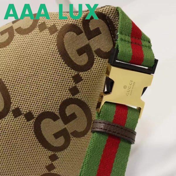 Replica Gucci Unisex Jumbo GG Belt Bag Camel Ebony Canvas Green Red Web 10