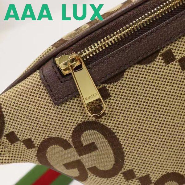 Replica Gucci Unisex Jumbo GG Belt Bag Camel Ebony Canvas Green Red Web 11