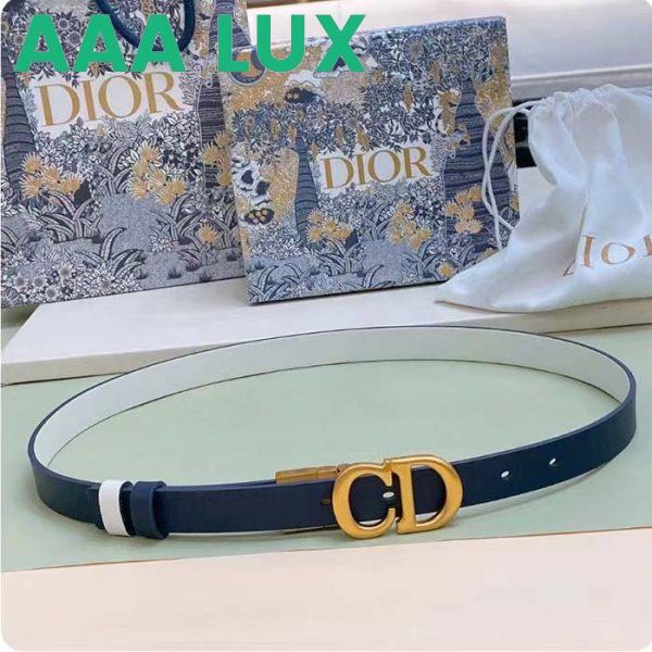 Replica Dior Unisex CD Reversible Saddle Belt Golden Saddle Blue Latte Smooth Calfskin 3