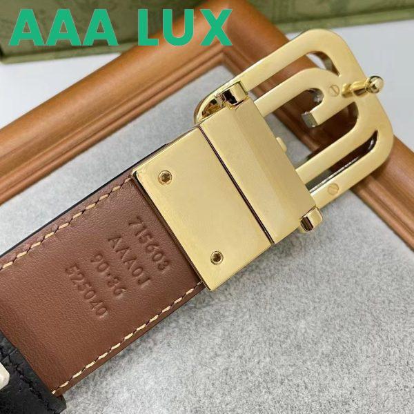Replica Gucci GG Unisex Belt Squared Interlocking G Buckle Black Leather 30 MM Width 10