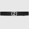 Replica Gucci GG Unisex Buckle Wide Belt Brown Leather Double G 4 CM Width 11
