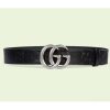 Replica Gucci GG Unisex Buckle Wide Belt Brown Leather Double G 4 CM Width 10