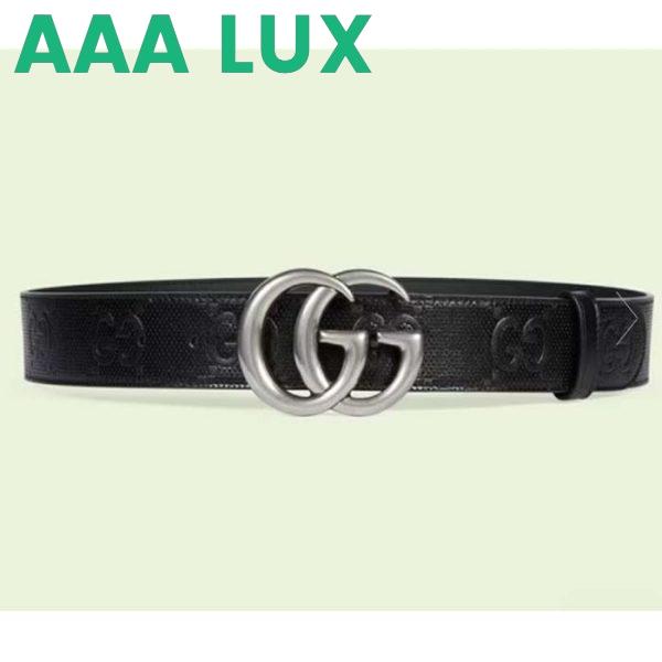 Replica Gucci GG Unisex GG Marmont Embossed Leather Belt Double G Buckle 4 Cm Width 2