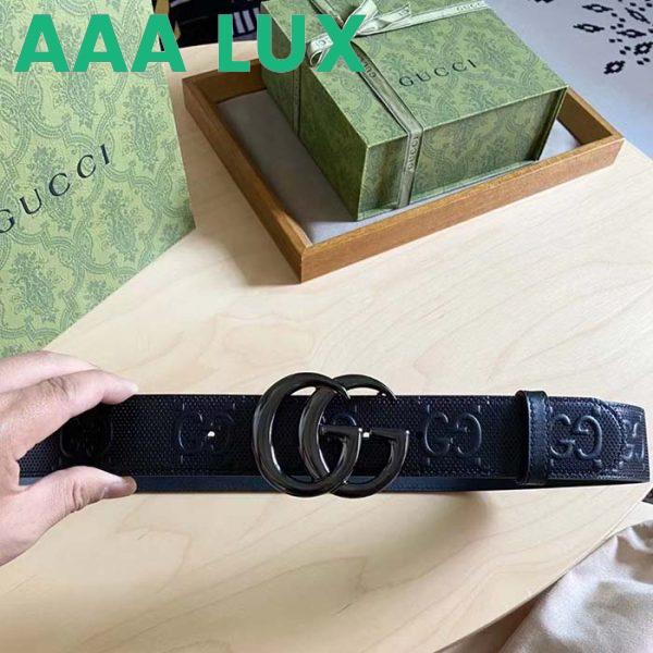Replica Gucci GG Unisex GG Marmont Embossed Leather Belt Double G Buckle 4 Cm Width 4