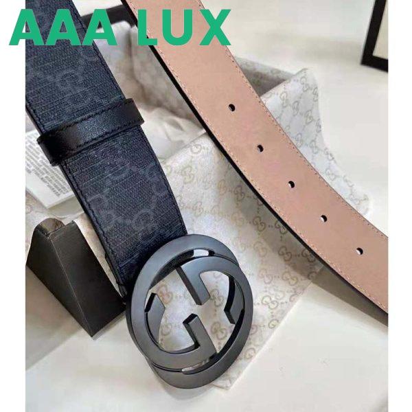 Replica Gucci Unisex GG Supreme Belt with G Buckle Black/Grey GG Supreme Canvas 4 cm Width 4