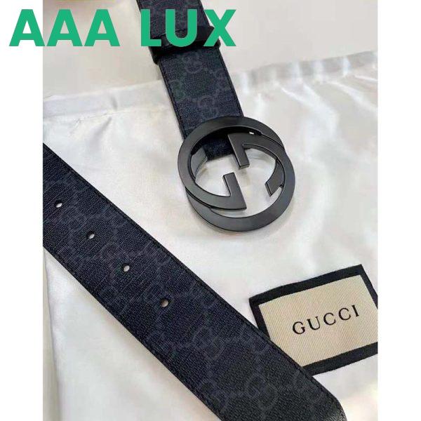 Replica Gucci Unisex GG Supreme Belt with G Buckle Black/Grey GG Supreme Canvas 4 cm Width 6