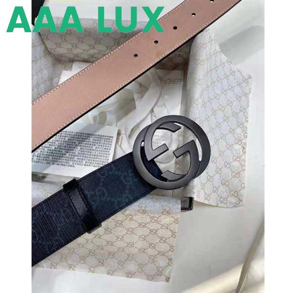 Replica Gucci Unisex GG Supreme Belt with G Buckle Black/Grey GG Supreme Canvas 4 cm Width 9