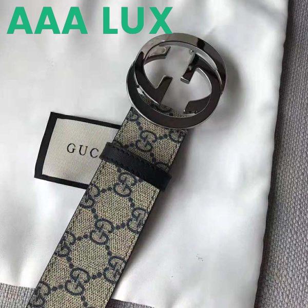 Replica Gucci Unisex GG Supreme Belt with G Buckle in Beige/Blue GG Supreme Canvas 10
