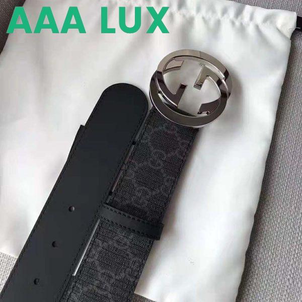 Replica Gucci Unisex GG Supreme Belt with G Buckle in Black/Grey GG Supreme Canvas 4
