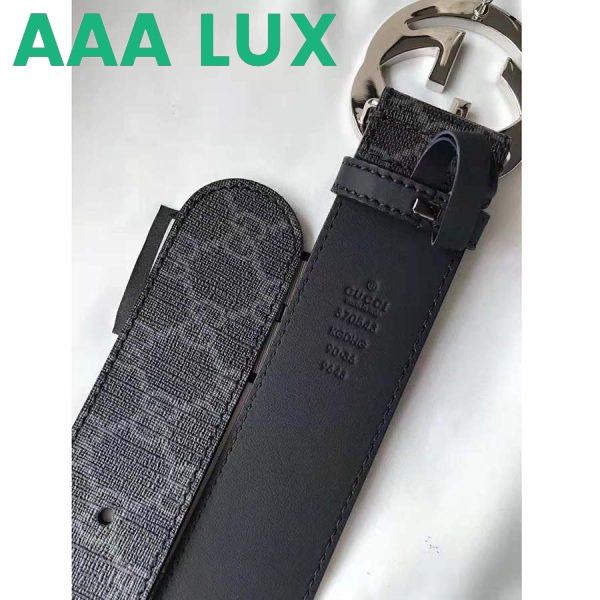 Replica Gucci Unisex GG Supreme Belt with G Buckle in Black/Grey GG Supreme Canvas 10