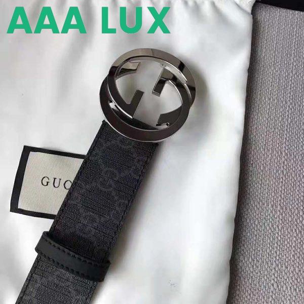 Replica Gucci Unisex GG Supreme Belt with G Buckle in Black/Grey GG Supreme Canvas 11
