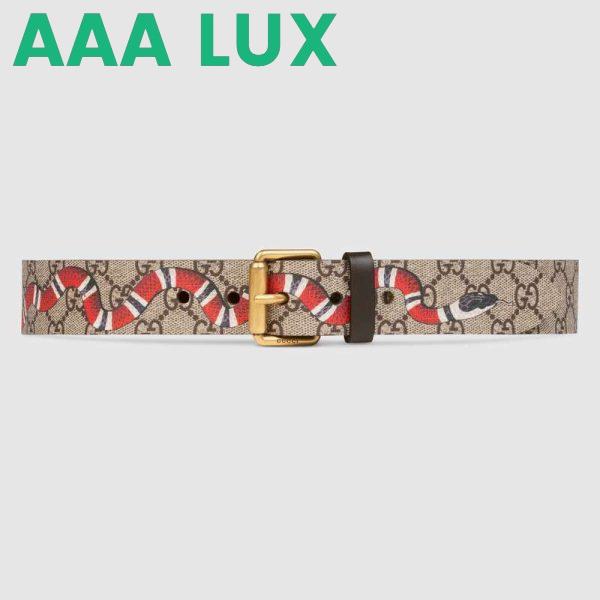 Replica Gucci Unisex GG Supreme Belt with Kingsnake Print in Beige/Ebony GG Supreme Canvas