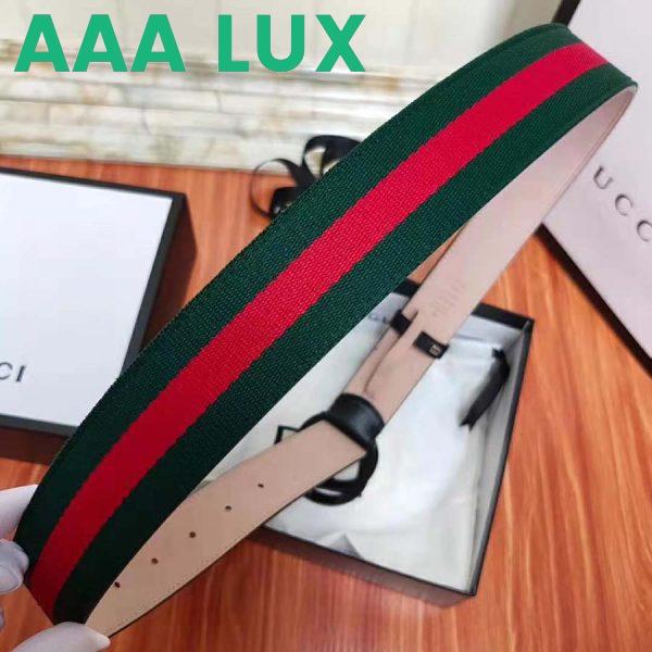 Replica Gucci Unisex GG Web Belt with G Buckle in Green and Red Web 4