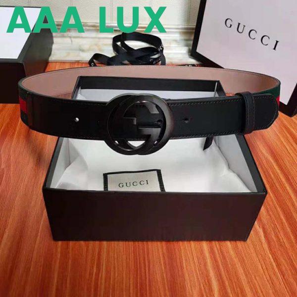 Replica Gucci Unisex GG Web Belt with G Buckle in Green and Red Web 10
